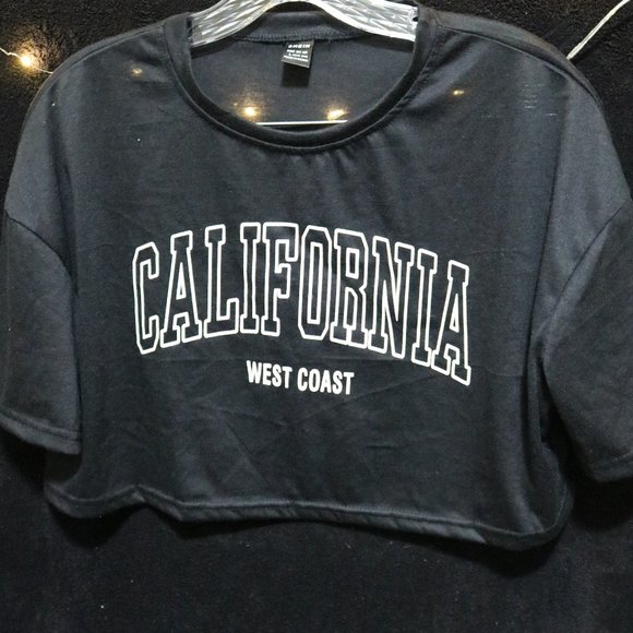 Shein | Crop top | Black Crop Top | Shein Crop Top | Cali T shirt | Cali Crop - Picture 1 of 8